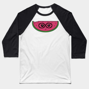Cute Watermelon with Glasses Baseball T-Shirt